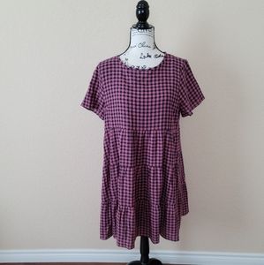Madewell Plaid Babydoll Dress, Size Large